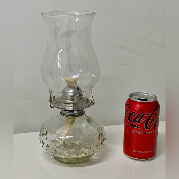 Mid Century Vintage Clear Glass Hobnail Oil Gas Lamp Lantern - Picture 15 of 16